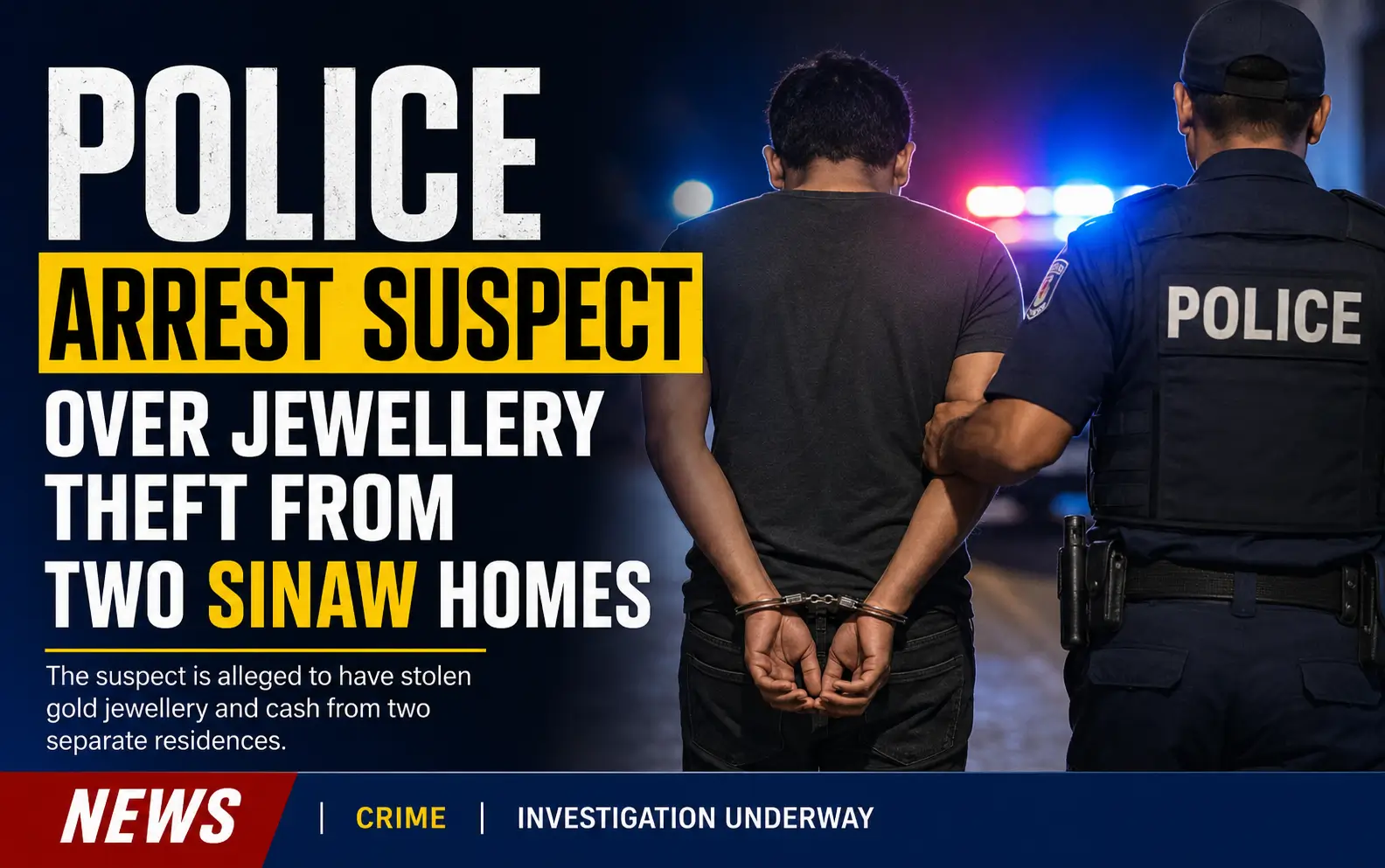 Police Arrest Suspect Over Jewellery Theft From Two Sinaw Homes